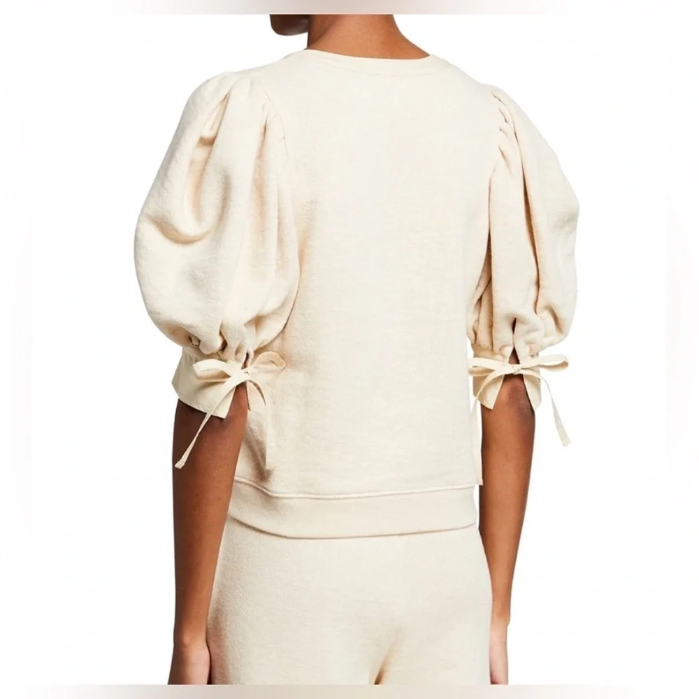 Ulla Johnson Bess Mixed Media Puff Sleeve Pullover Top Women's Size XS